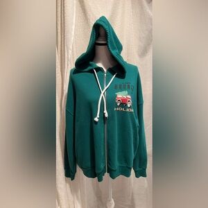 Bronco Christmas hoodie, full zip, new mens Xs